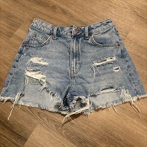 H&M Light Blue Distressed Jean Shorts